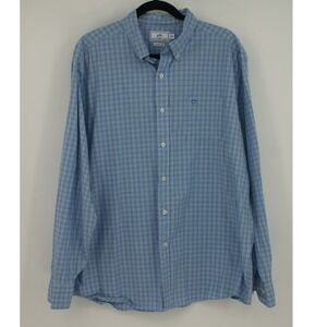 Southern Tide Mens XL Blue Teal Plaid Classic Fit Button Down Shirt 26079-6261